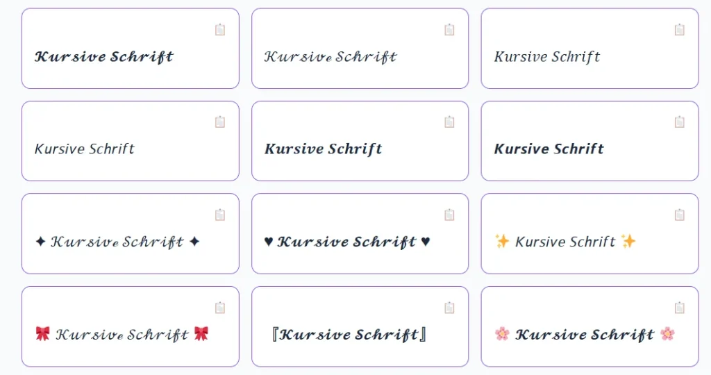 kursive schrift